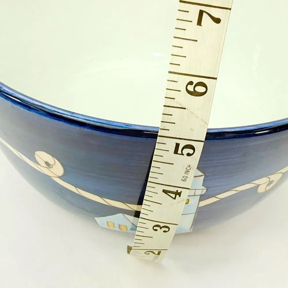 Brushes K.I.C Nautical Lighthouse Hand Painted Coastal Decor Bowl